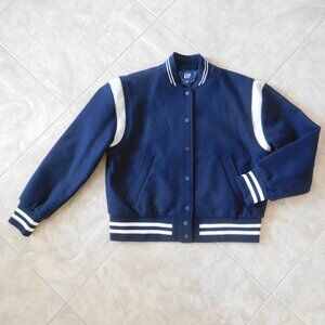 Gap Wool Blend Letterman Varsity Navy Blue Jacket sz Medium
